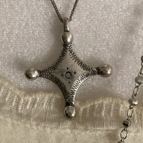 Free People Silver Medal Necklace with Black Vegan Tassel - Picture 2 of 6